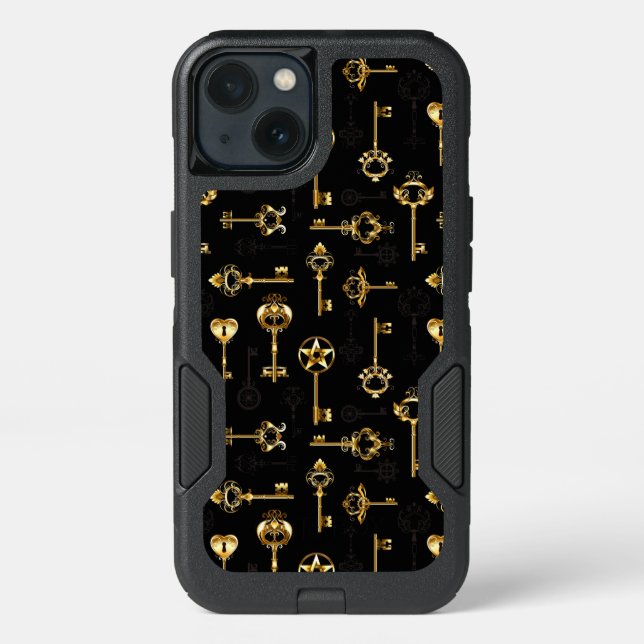 Seamless Pattern with Golden Keys Otterbox iPhone Case (Back)
