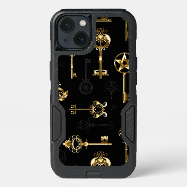 Seamless Pattern with Golden Keys Otterbox iPhone Case (Back)