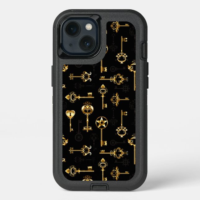 Seamless Pattern with Golden Keys Otterbox iPhone Case (Back)