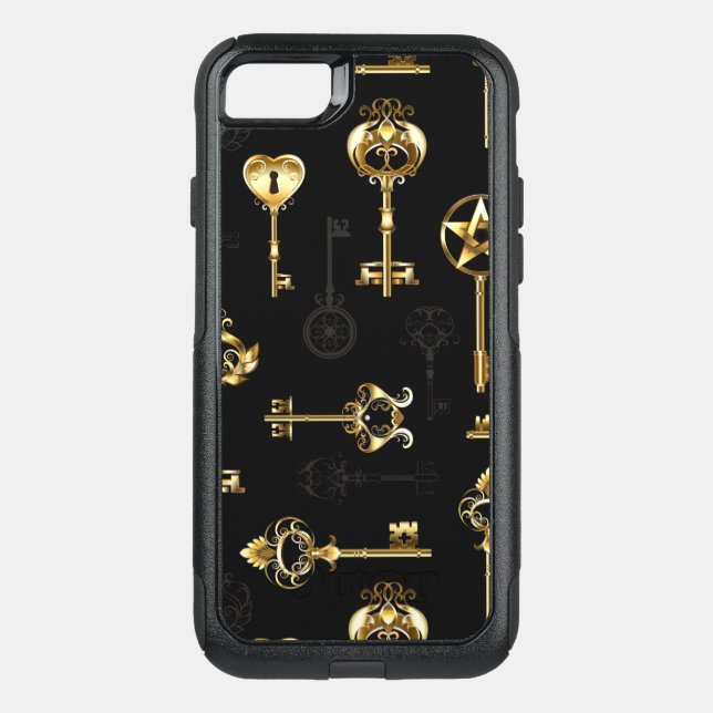 Seamless Pattern with Golden Keys Otterbox iPhone Case (Back)