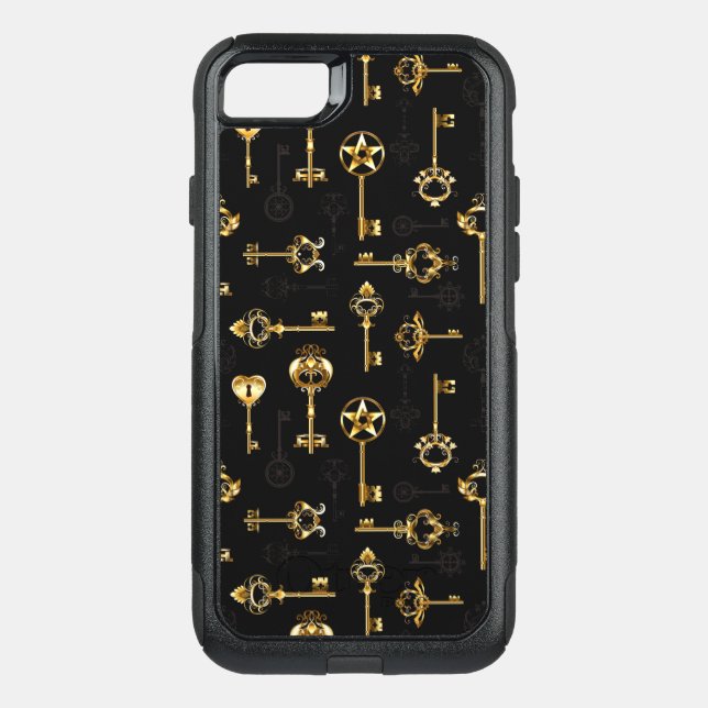 Seamless Pattern with Golden Keys Otterbox iPhone Case (Back)