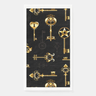 Seamless Pattern with Golden Keys Paper Guest Towels