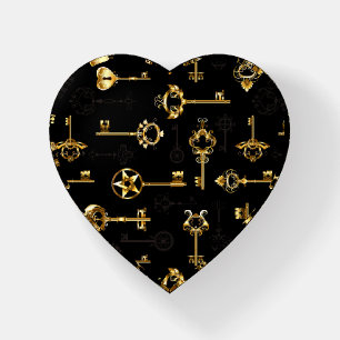 Seamless Pattern with Golden Keys Paperweight