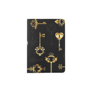 Seamless Pattern with Golden Keys Passport Holder