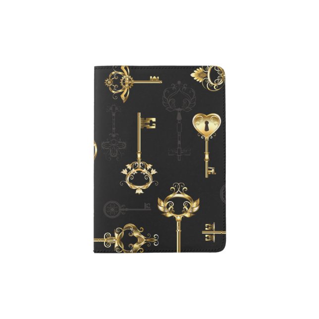 Seamless Pattern with Golden Keys Passport Holder (Front)