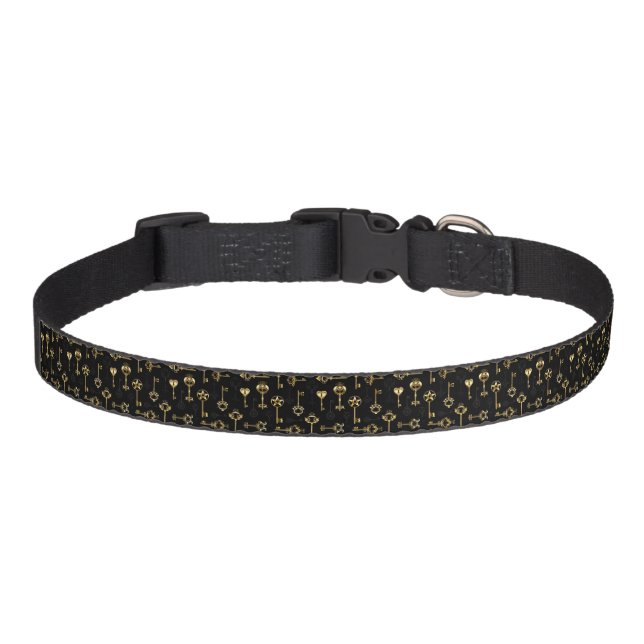 Seamless Pattern with Golden Keys Pet Collar (Front)