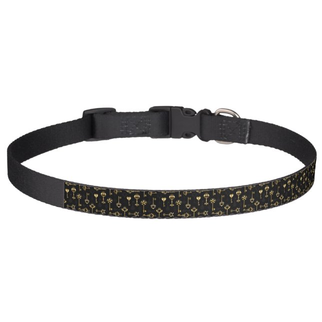 Seamless Pattern with Golden Keys Pet Collar (Front)