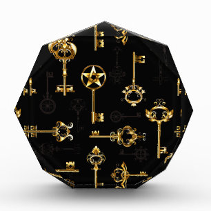 Seamless Pattern with Golden Keys Photo Block