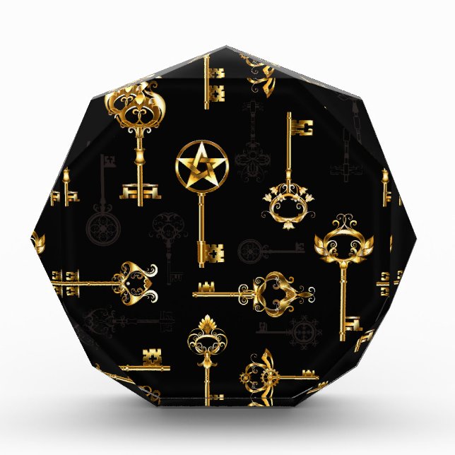 Seamless Pattern with Golden Keys Photo Block (Front)