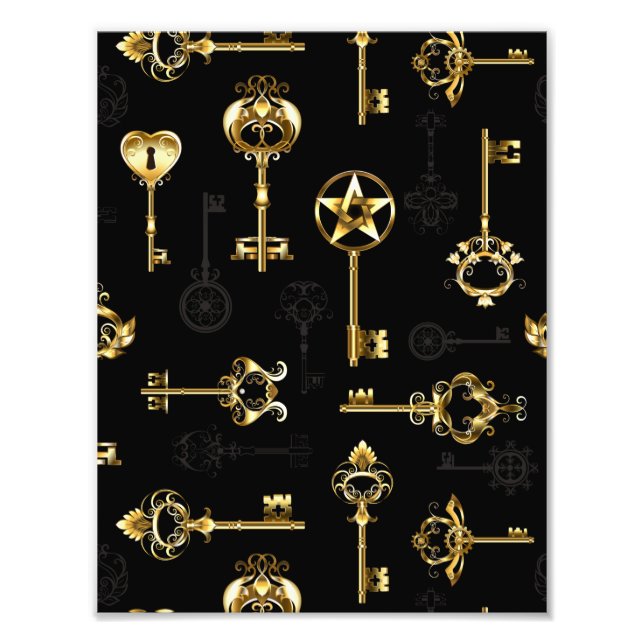 Seamless Pattern with Golden Keys Photo Print (Front)