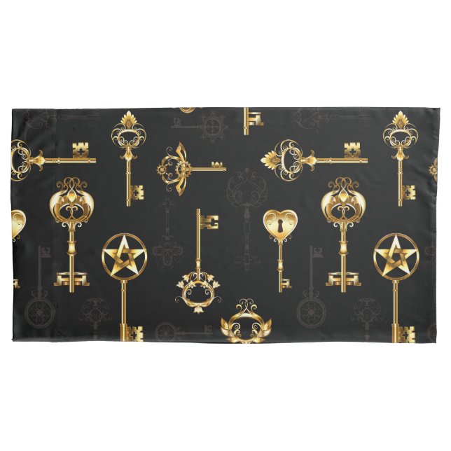 Seamless Pattern with Golden Keys Pillow Case (Front)