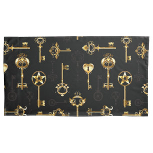 Seamless Pattern with Golden Keys Pillow Case