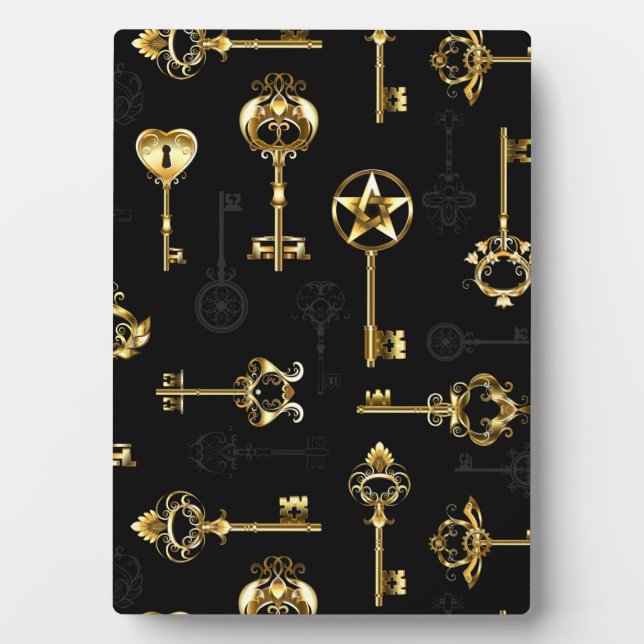 Seamless Pattern with Golden Keys Plaque (Front)