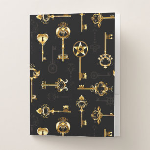 Seamless Pattern with Golden Keys Pocket Folder