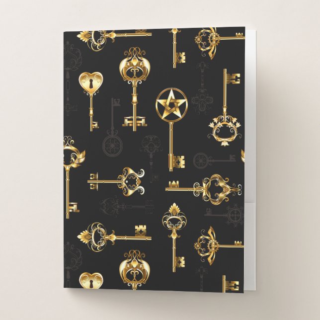 Seamless Pattern with Golden Keys Pocket Folder (Front)