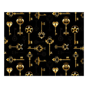 Seamless Pattern with Golden Keys Poster