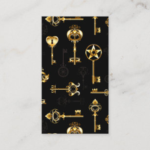Seamless Pattern with Golden Keys Referral Card