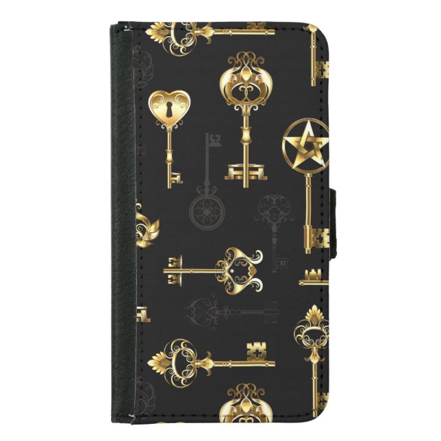 Seamless Pattern with Golden Keys Samsung Galaxy Wallet Case (Front)