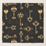 Seamless Pattern with Golden Keys Scarf<br><div class="desc">Seamless pattern of antique,  gold and silhouette keys on black background.</div>