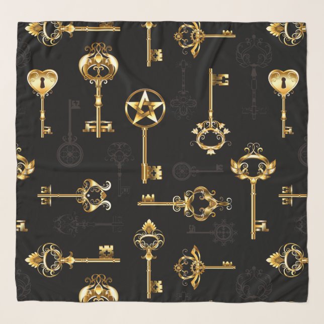 Seamless Pattern with Golden Keys Scarf (Front)