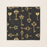Seamless Pattern with Golden Keys Scarf<br><div class="desc">Seamless pattern of antique,  gold and silhouette keys on black background.</div>