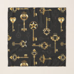 Seamless Pattern with Golden Keys Scarf<br><div class="desc">Seamless pattern of antique,  gold and silhouette keys on black background.</div>