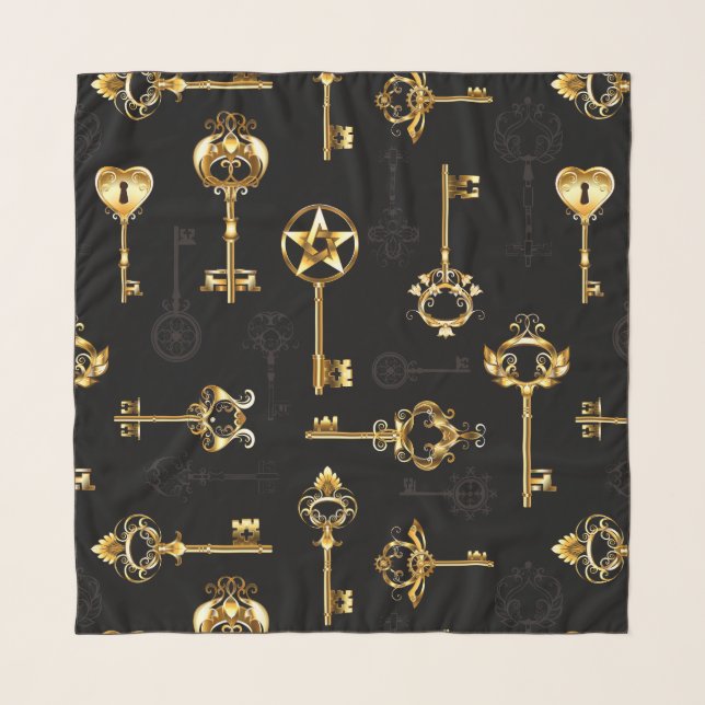 Seamless Pattern with Golden Keys Scarf (Front)