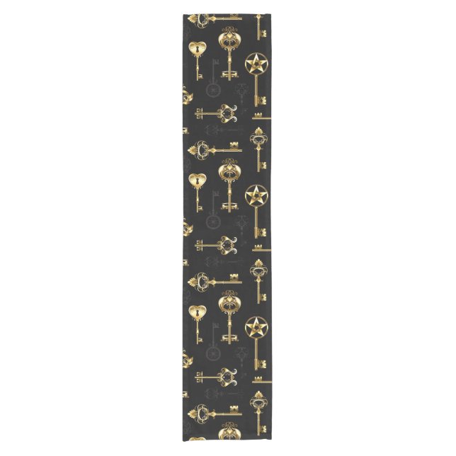 Seamless Pattern with Golden Keys Short Table Runner (Front)