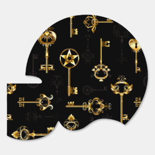 Seamless Pattern with Golden Keys Sign