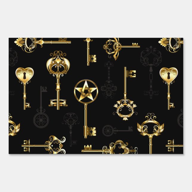 Seamless Pattern with Golden Keys Sign (Front)