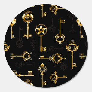Seamless Pattern with Golden Keys Sign