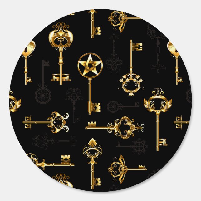 Seamless Pattern with Golden Keys Sign (Front)