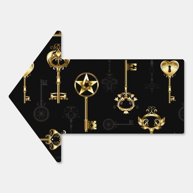 Seamless Pattern with Golden Keys Sign (Front)