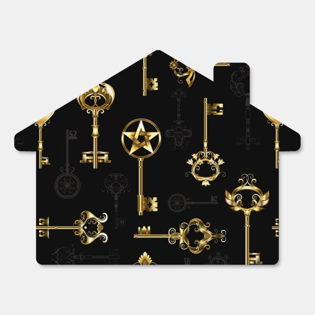 Seamless Pattern with Golden Keys Sign (Front)