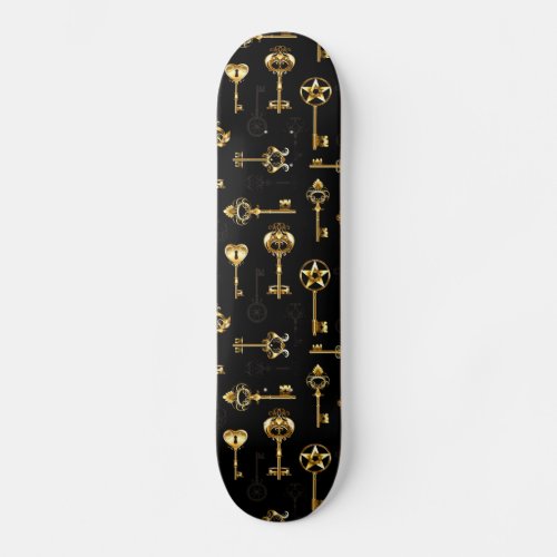 Seamless Pattern with Golden Keys Skateboard