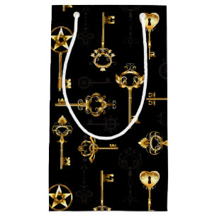Seamless Pattern with Golden Keys Small Gift Bag