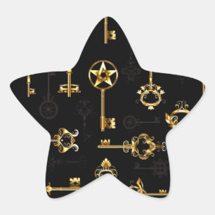 Seamless Pattern with Golden Keys Star Sticker