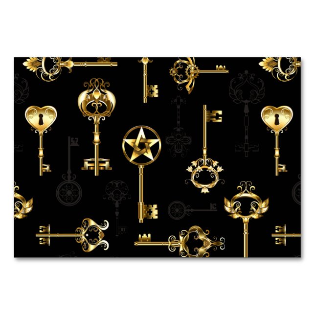 Seamless Pattern with Golden Keys Table Number (Front)
