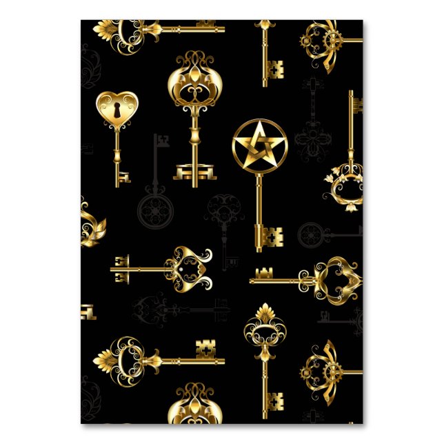 Seamless Pattern with Golden Keys Table Number (Front)