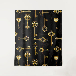 Seamless Pattern with Golden Keys Tapestry
