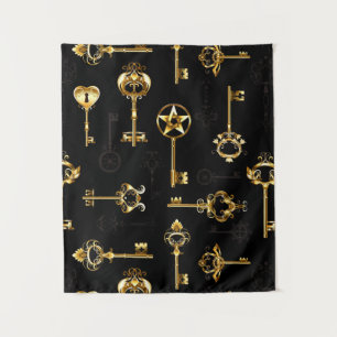 Seamless Pattern with Golden Keys Tapestry
