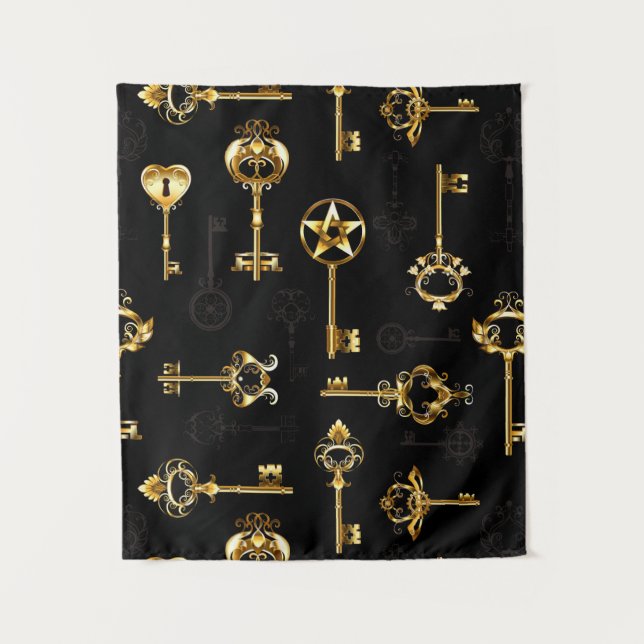 Seamless Pattern with Golden Keys Tapestry (Front)