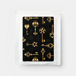 Seamless Pattern with Golden Keys Tea Bag Drink Mix