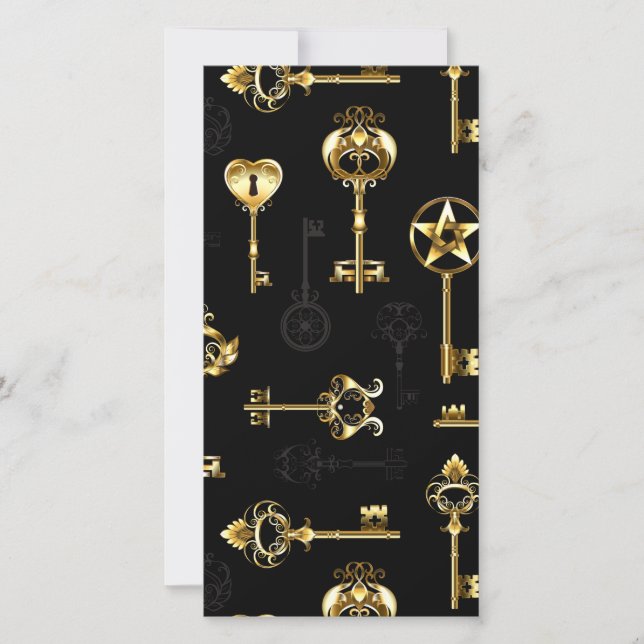 Seamless Pattern with Golden Keys Thank You Card (Front)