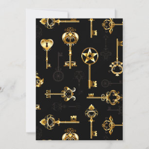 Seamless Pattern with Golden Keys Thank You Card