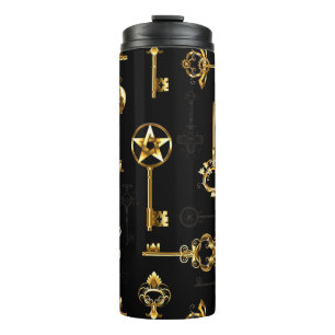 Seamless Pattern with Golden Keys Thermal Tumbler