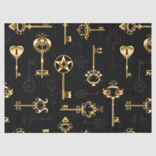 Seamless Pattern with Golden Keys Tissue Paper