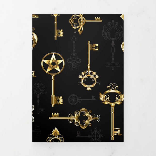Seamless Pattern with Golden Keys Tri-Fold Announcement (Cover)