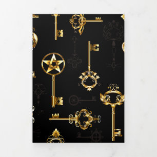 Seamless Pattern with Golden Keys Tri-Fold Program