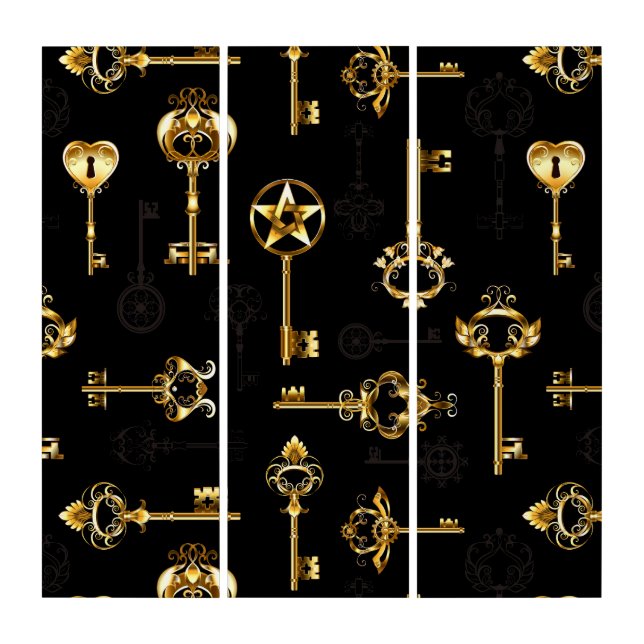 Seamless Pattern with Golden Keys Triptych (Front)